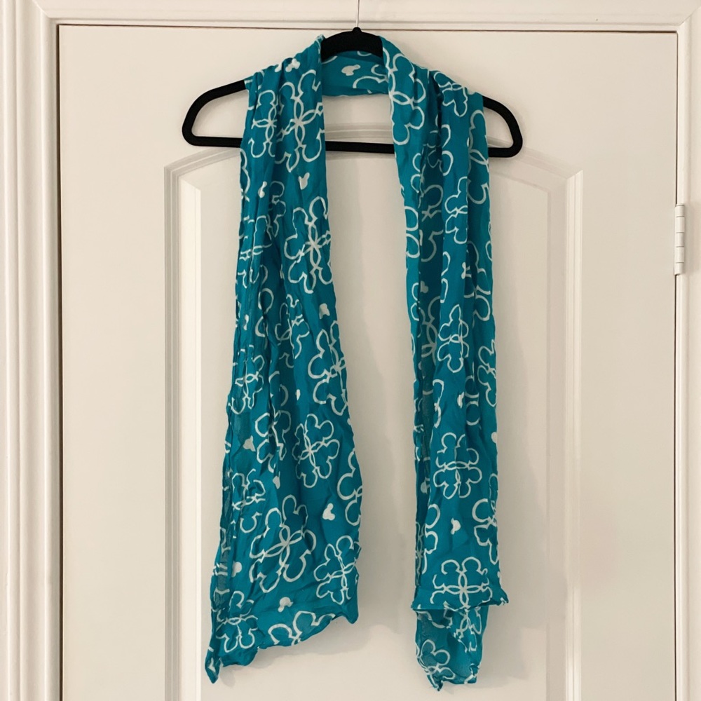 Teal and white  Disney Mickey Mouse scarf.